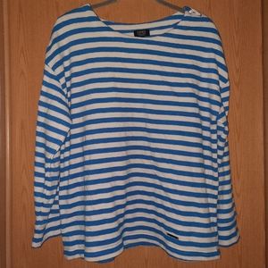 Jones New York Signature Blue & White Striped Sweater Size XXL